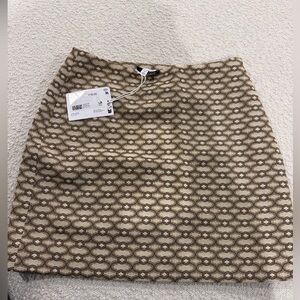 & Other Stories Beige and Brown Patterned Pencil Skirt